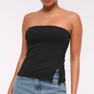 Abercrombie & Fitch Black Strapless Side-Button Camisole